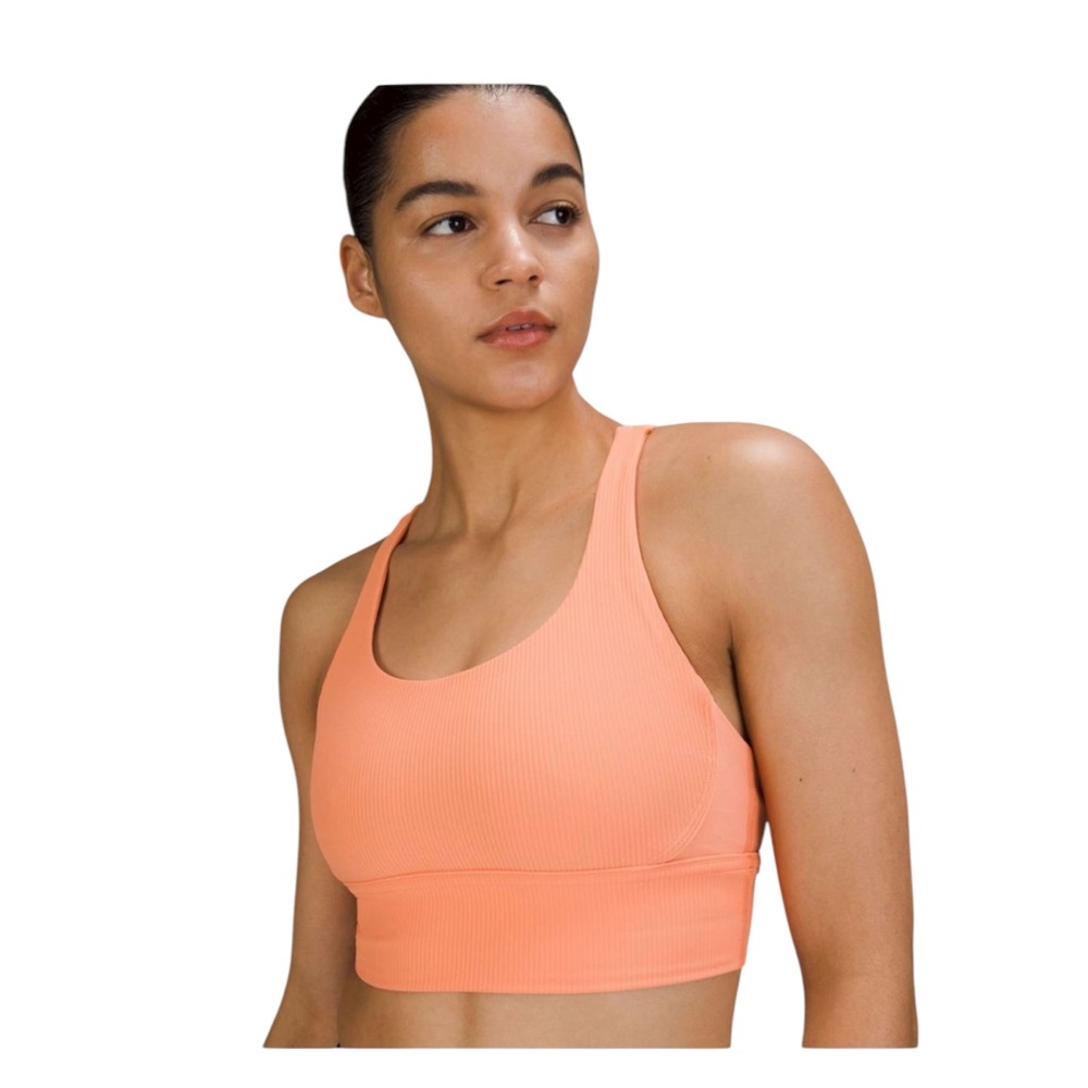 Lululemon Energy Longline Bra Ribbed, Sunny Coral, Sz. 10